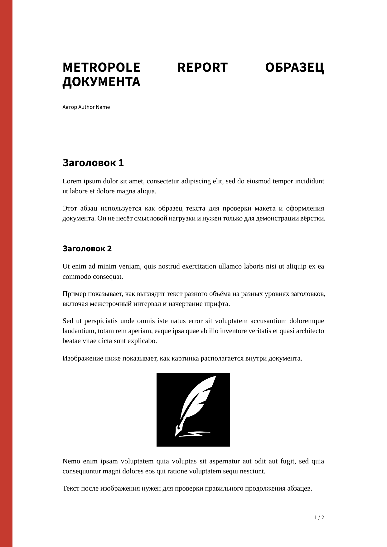 Metropole Report template preview
